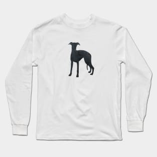 Whippet Black Gray Dog Silhouette Art Long Sleeve T-Shirt